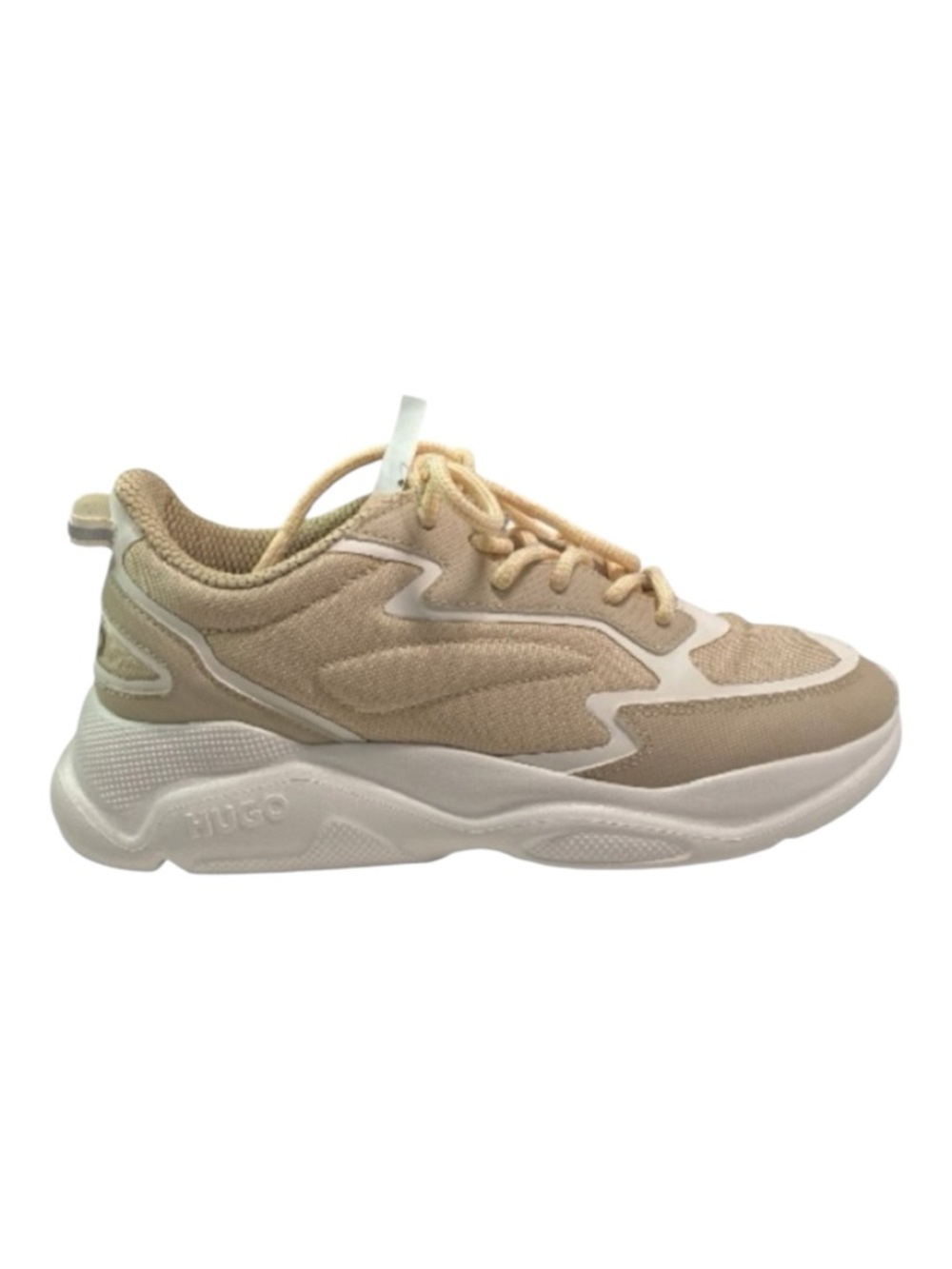 New Hugo Women’s Runners Size 37 Fits 6.5/7 Leon Trainers Lace Ups Tan Cream